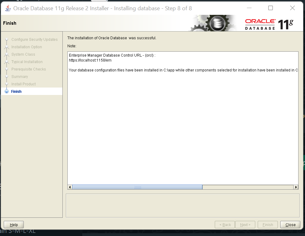 Oracle 11g R2 installation step 8